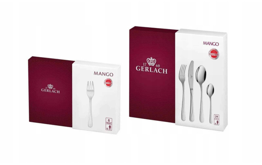 24-piece shiny MANGO cutlery set + set of 6 cake forks. 24-piece shiny MANGO cutlery set + set of 6 cake forks.