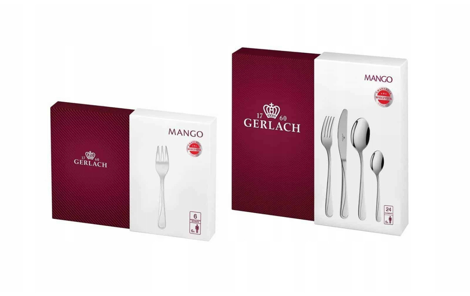 24-piece shiny MANGO cutlery set + set of 6 cake forks.