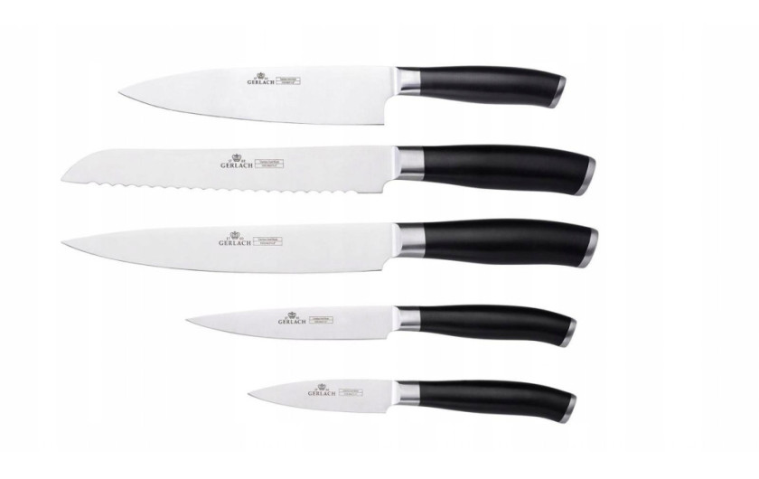 Set of knives in block DECO BLACK + 3 in 1 sharpener