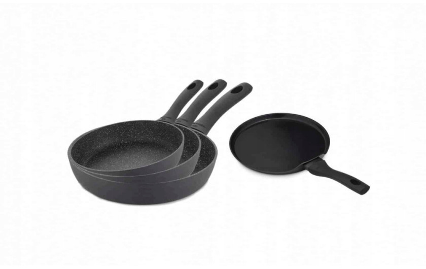 Set of 3 GRANITEX frying pans 20/24/28 cm + crepe pan