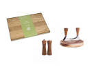 Wooden salt shaker and pepper mill NATUR + cutting board + herb chopper