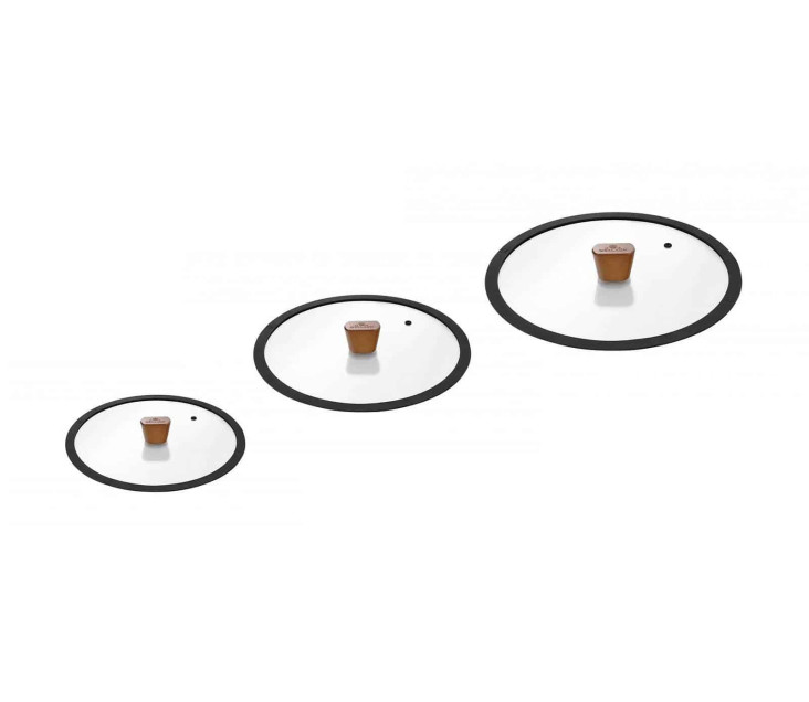 Set of 3 lids for frying pans 20/24/28 cm NATUR