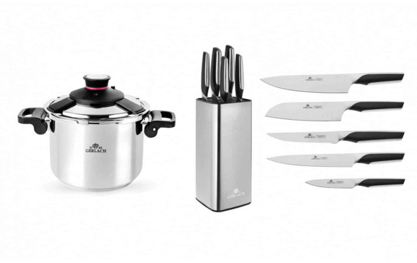 Pressure cooker 6,0l SOLID + knife set in a block Pressure cooker 6,0l SOLID + knife set in a block