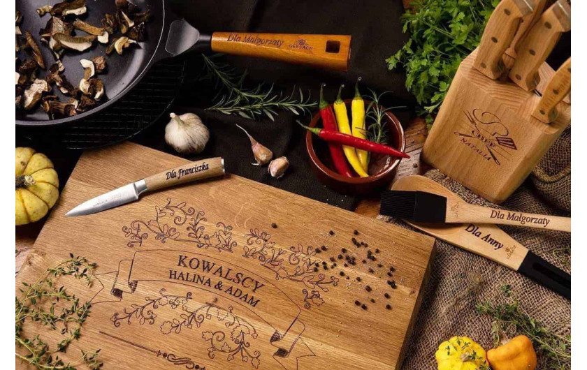 Cutting board NATUR + kitchen knife