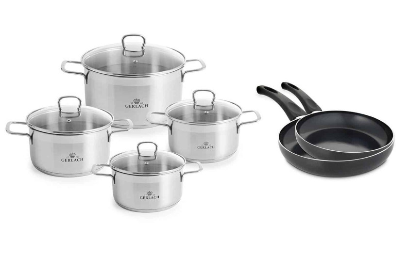 Set of 8 pieces BRAVA pots + 2 frying pans 24/28 cm.