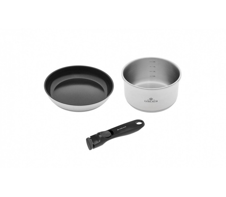 SMART STEEL frying pan 24cm + pot 18cm (2l) + handle
