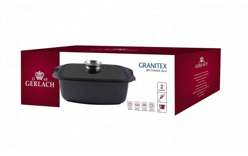Set of 3 frying pans 20/24/28 cm + 32 cm roasting tray + 28 cm pot GRANITEX