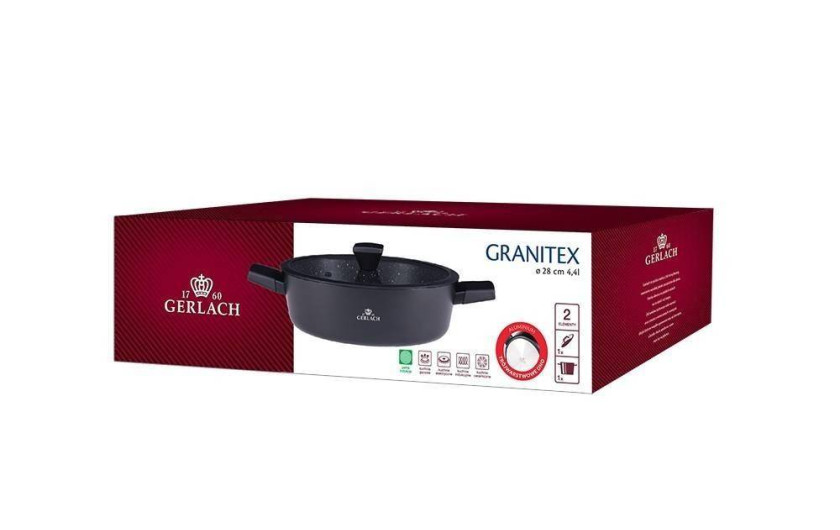 Set of 3 frying pans 20/24/28 cm + 32 cm roasting tray + 28 cm pot GRANITEX