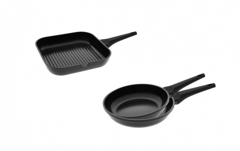 Set of 3 MONOLIT frying pans: 20cm frying pan + 24cm frying pan + 28cm grill frying pan