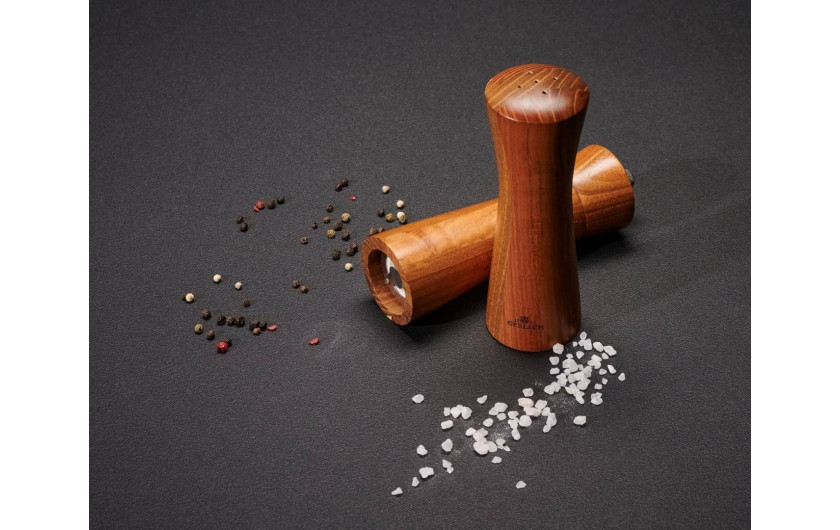 Salt and Pepper Mill Grinder Set, Black Matte Wood with Granite