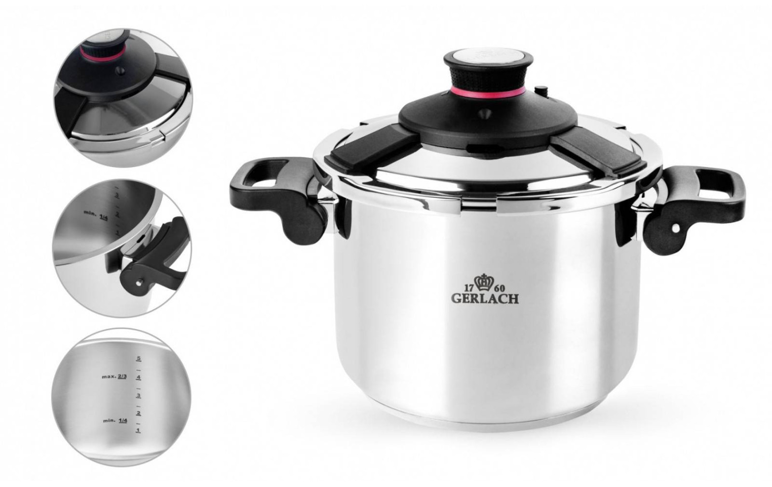 Pressure cooker 6,0l SOLID + knife set in a block