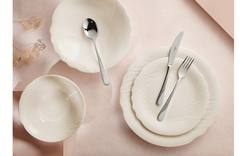 24-Piece Cutlery Set CELESTIA Polished Finish + 18-Piece Dinner Set CELESTIA for 6 People