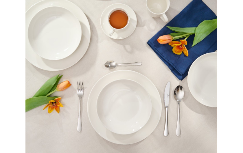 FLOW dinner plate set 18 pieces + FLOW cutlery set - 24 pieces/6 people.