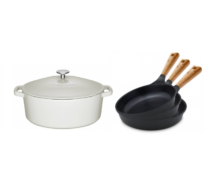 Cast Iron Casserole 5.5 l NATUR IRON + Set of 3 frying pans 20/24/28 cm NATUR