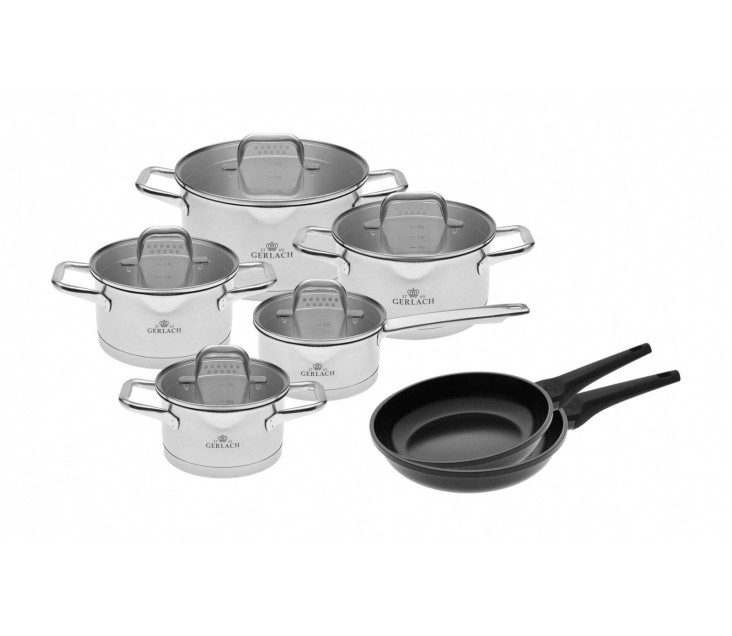 Set of 10-piece pots MODEL + MONOLIT frying pans 24/28cm with ceramic coating.