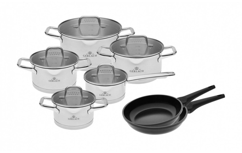 Set of 10-piece pots MODEL + MONOLIT frying pans 24/28cm with ceramic coating.