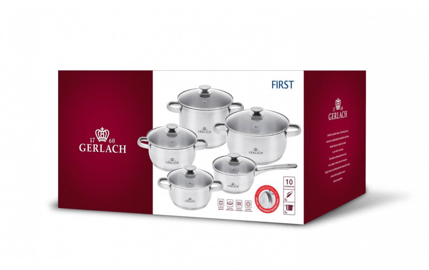 10-piece cookware set FIRST + INITIAL set of 3 frying pans 20/24/28cm