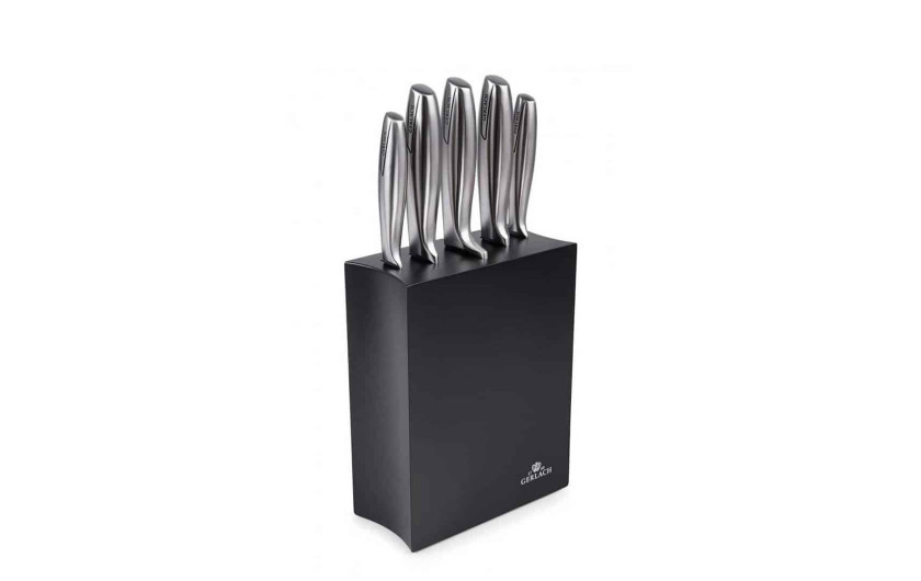 PRESTIGE PLUS pot set + MUZA 68 pcs cutlery set + Modern knife set + 3x Granitex Grey frying pans + lids