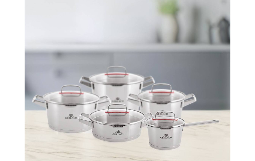 Superior 10-piece cookware set + Simple pot with lid 28cm, 10L + Virga ladle