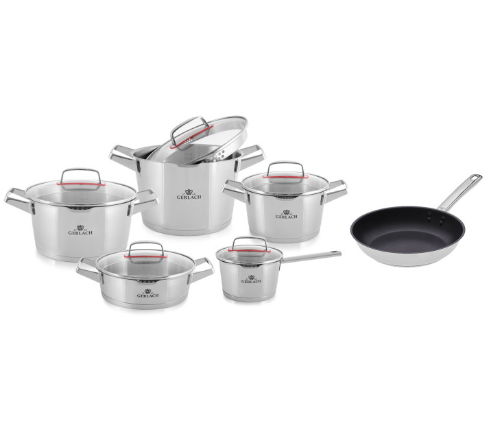 11-piece SUPERIOR pots set + 28cm Solid Lite steel pan with Ilag Ultimate coating