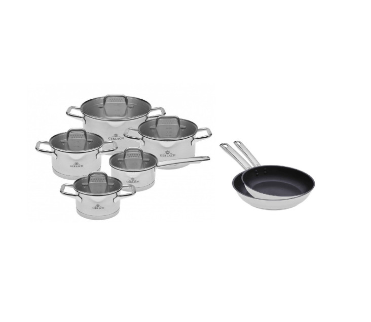Set of 10-piece pots MODEL + Set of pans SOLID LITE 24/28 cm with ceramic coating