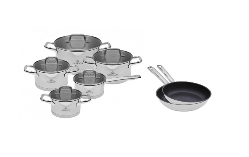 Set of 10-piece pots MODEL + Set of pans SOLID LITE 24/28 cm with ceramic coating