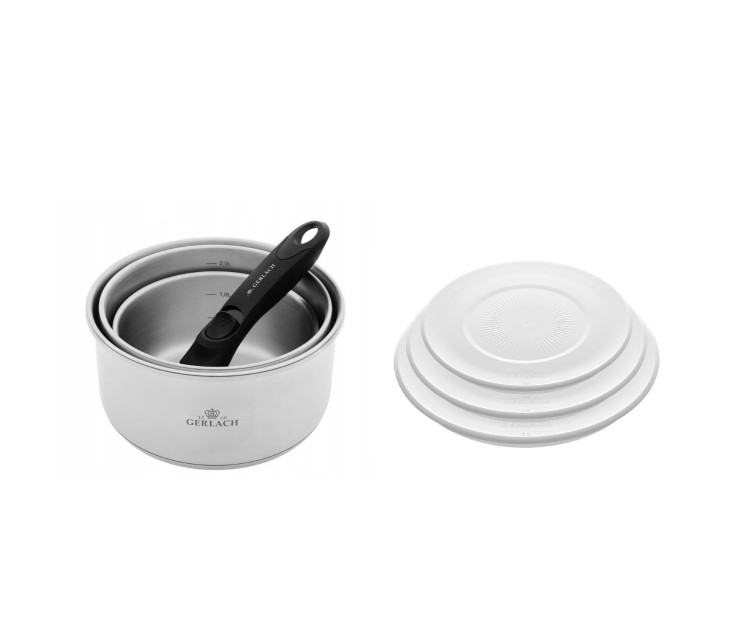 4-piece cookware set SMART STEEL + SMART storage lids 16cm, 18cm, 20cm - white