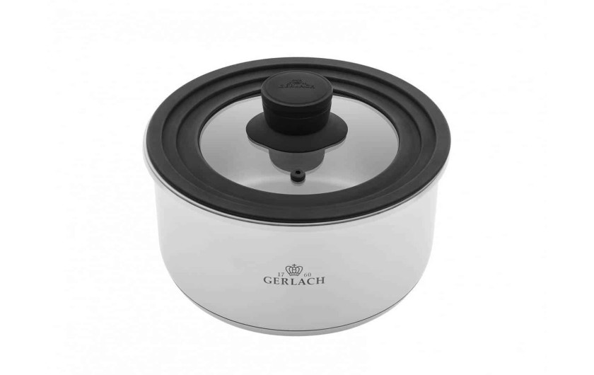 Set of 4 SMART STEEL pots + SMART universal lid 16cm, 18cm, 20cm + 3-piece storage lids - white.