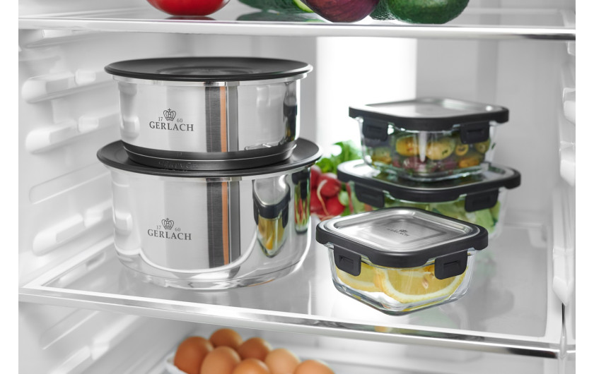 4-piece cookware set SMART STEEL + SMART lids for storage 16cm, 18cm, 20cm - black