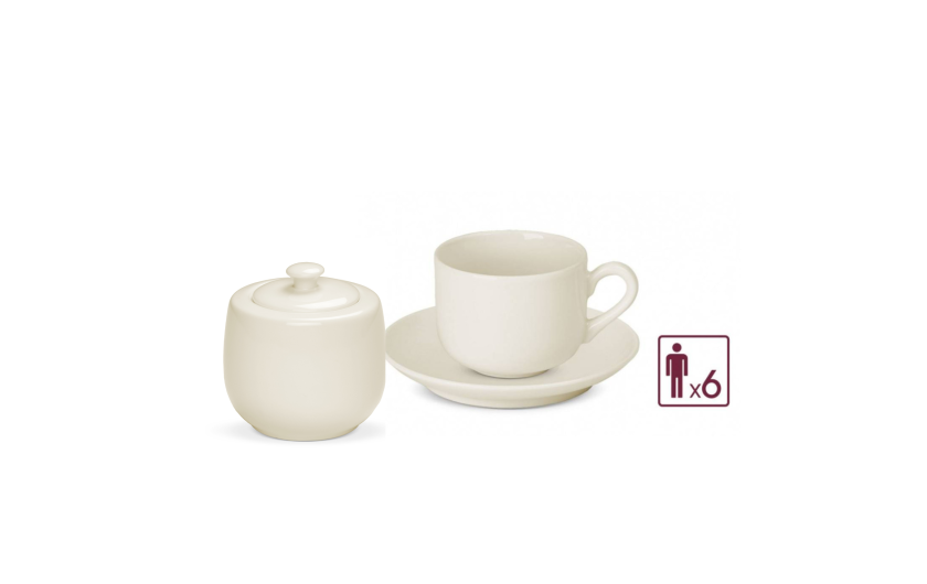 FLOW Set of 12 cups with saucers / 6 people + FLOW Sugar bowl