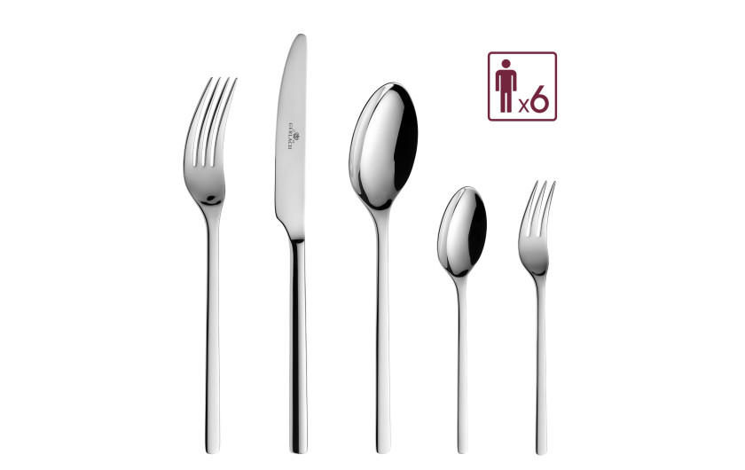 Set of 24 polished MODERN cutlery + 6 cake forks.
