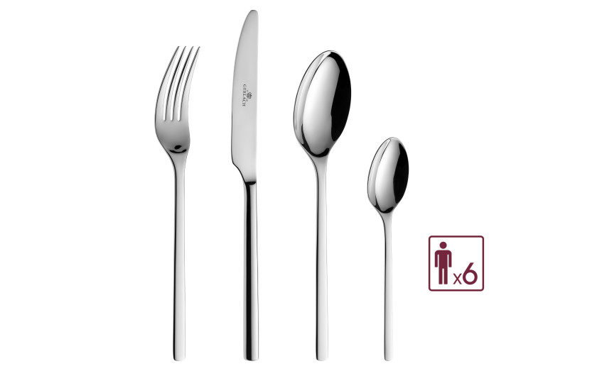 Set of 24 pieces of polished MODERN cutlery