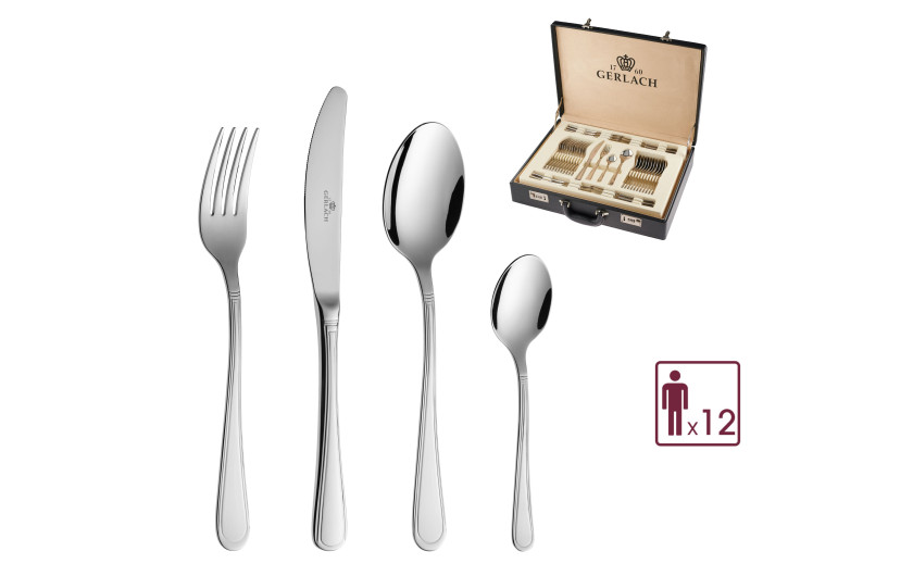 Set of 68 pieces of ANTICA cutlery + polished suitcase