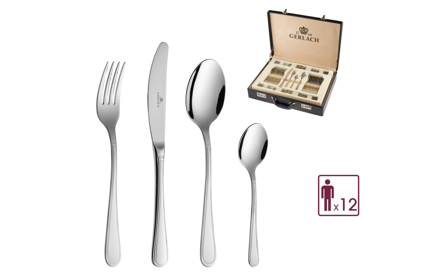 68-Piece Cutlery Set ANTICA Polished Finish + Cutlery Canteen