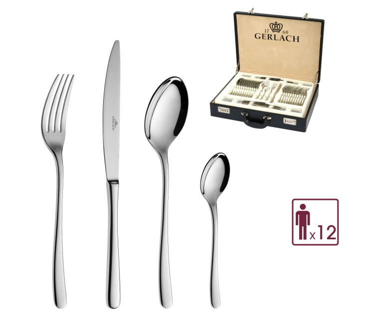 Set of 68 MUZA polished cutlery pieces + suitcase