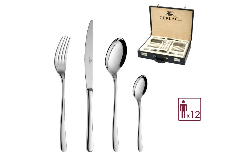 Set of 68 MUZA polished cutlery pieces + suitcase