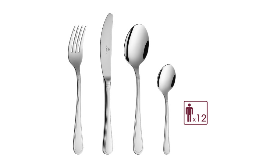 Set of 68 pieces of ANTICA cutlery with a glossy finish.