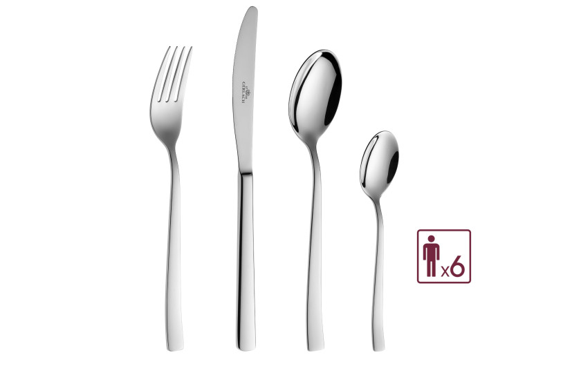 Set of 24 polished ONDA cutlery pieces.