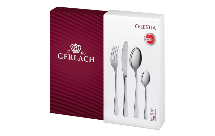 CELESTIA set of 18 dinner plates + Set of 24 polished cutlery CELESTIA/6 people.