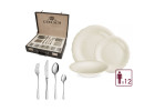 CELESTIA set of 36 pieces of dinner plates / for 12 people. 68-piece CELESTIA cutlery set with a glossy finish + carrying case. CELESTIA set of 36 pieces of dinner plates / for 12 people. 68-piece CELESTIA cutlery set with a glossy finish + carrying case.