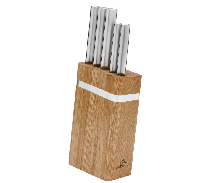 Ambiente Oak knife set in a block.