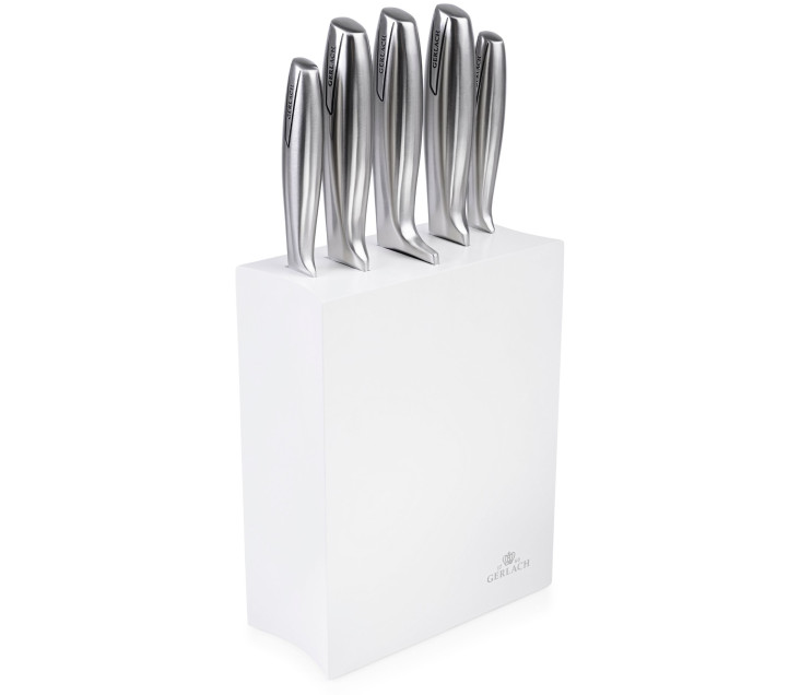 Knife set in white block MODERN