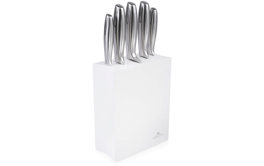 Set of knives in a white MODERN block