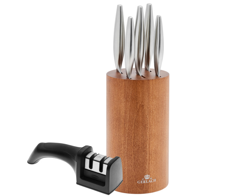 Gerlach Fine knife set in a block + sharpener