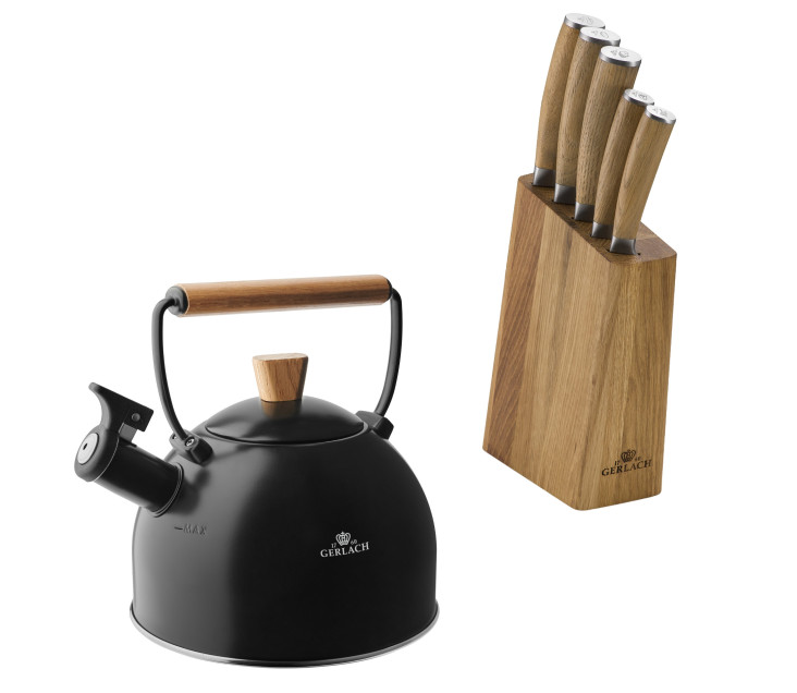 Knife set in block NATUR + NATUR kettle 2.5 l