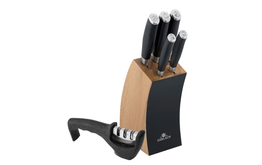 DECO BLACK Knife Block Set + Knife Sharpener DECO BLACK Knife Block Set + Knife Sharpener