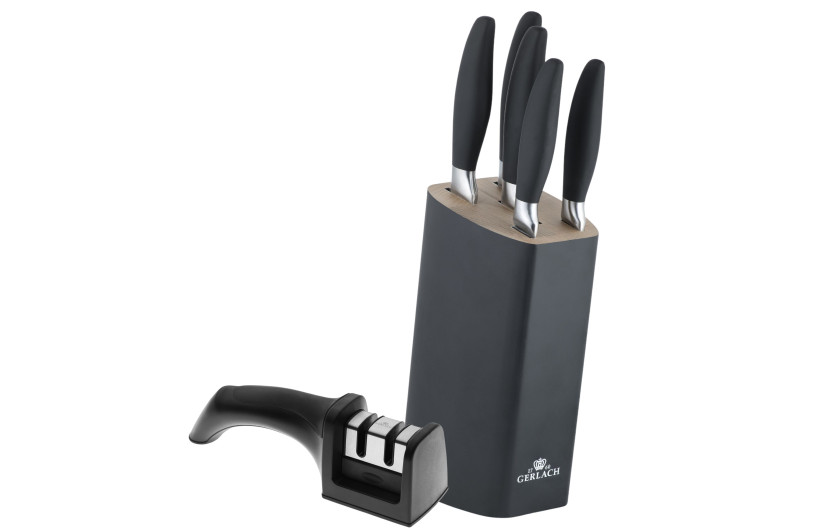 Knife set in a STYLE PLUS block + sharpener