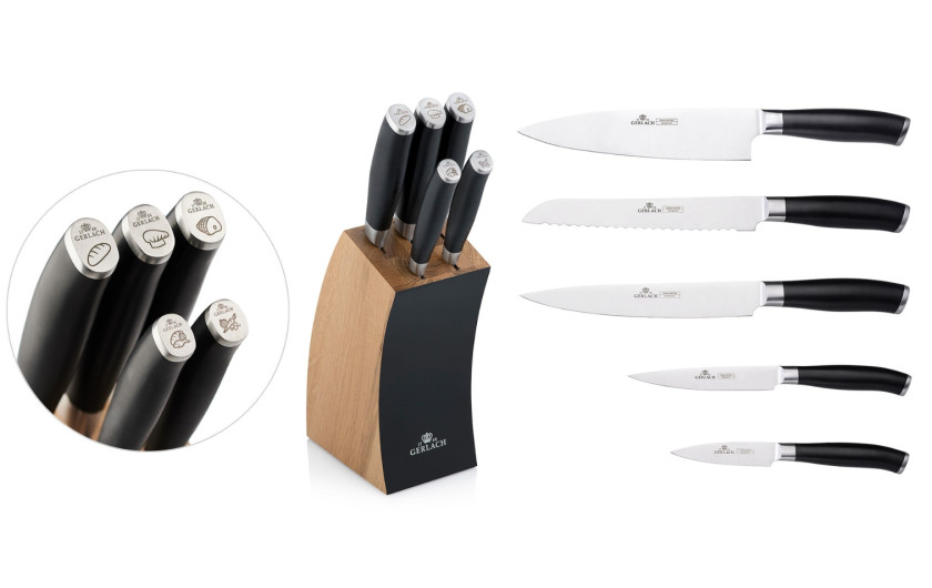 DECO BLACK Knife Block Set + Knife Sharpener DECO BLACK Knife Block Set + Knife Sharpener