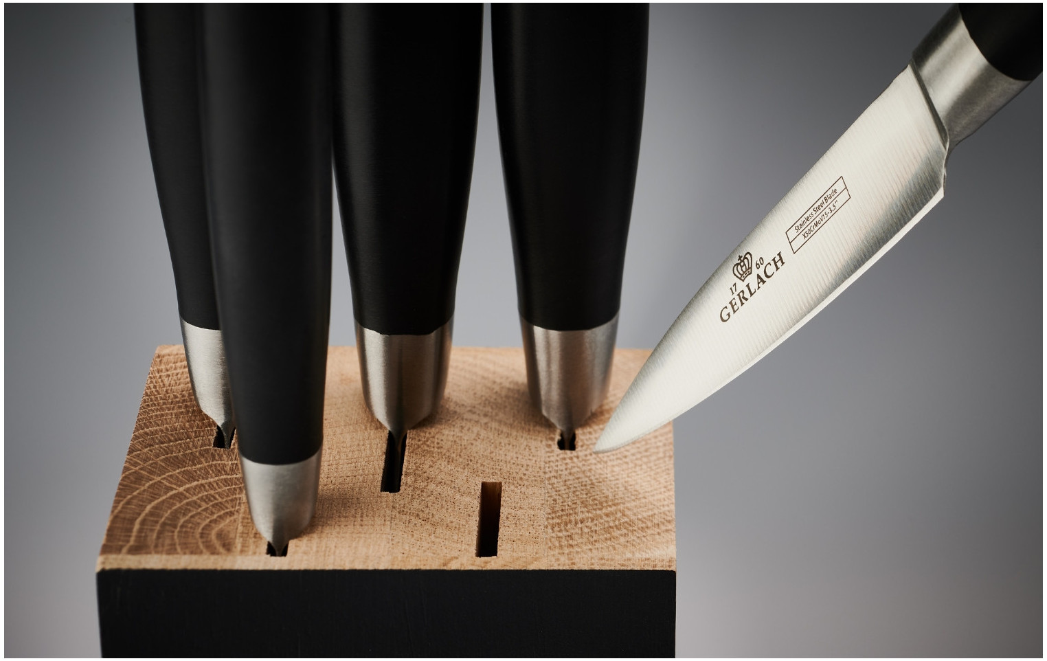 DECO BLACK Knife Block Set + Knife Sharpener