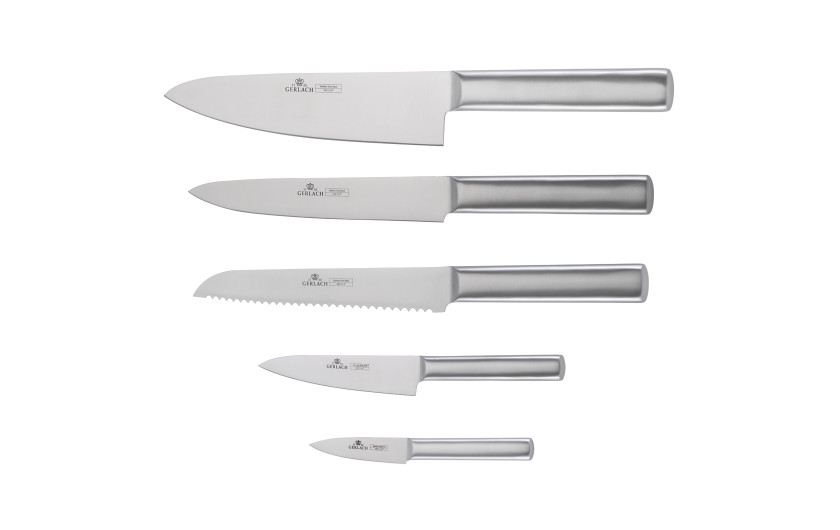 Set of knives in a stainless steel block AMBIENTE